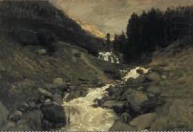 De waterval van de Mahoura, Cauterets., Charles-Francois Daubigny